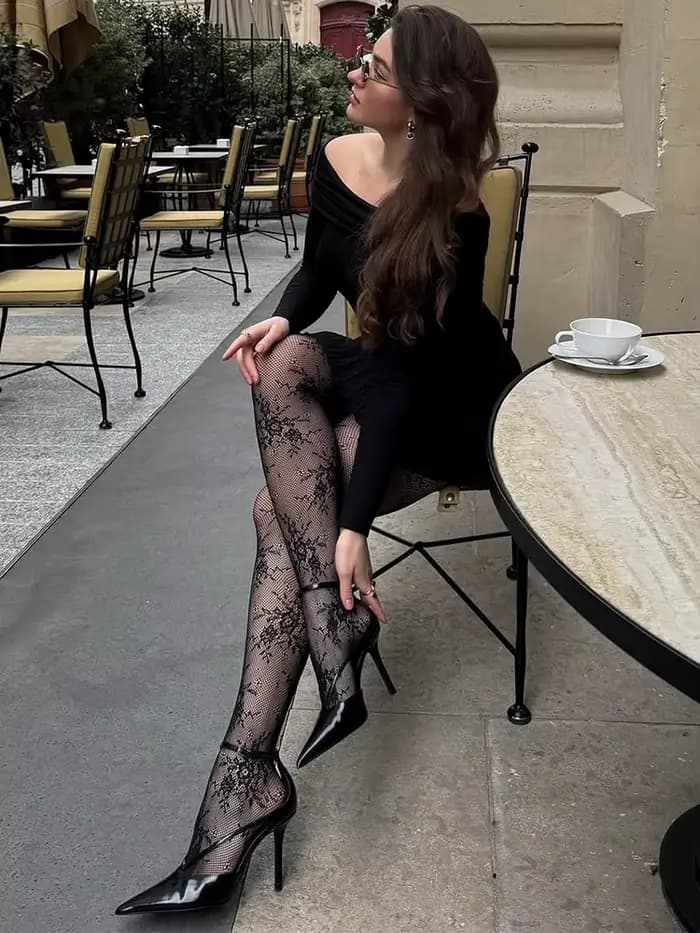 Collants Sexy en dentelle creuse pour femmes