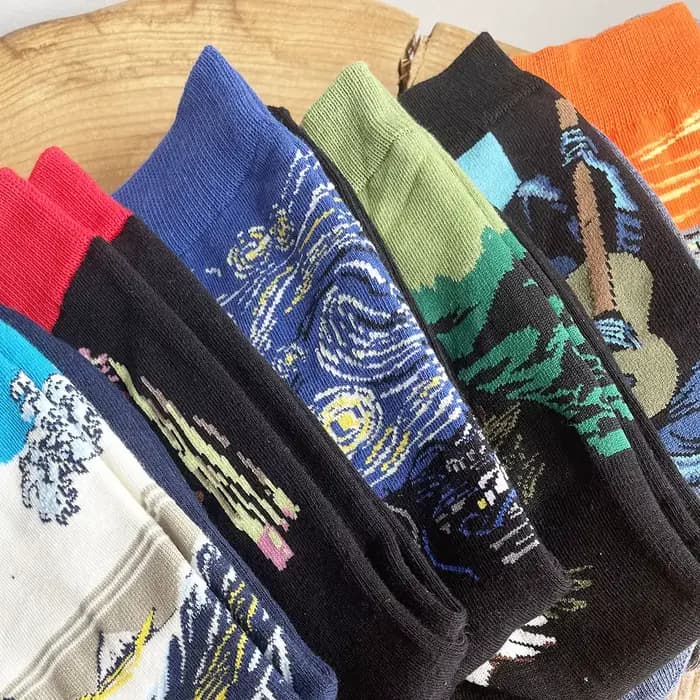 Chaussettes rétro de la série de peinture à l'huile de renommée mondiale pour hommes et femmes