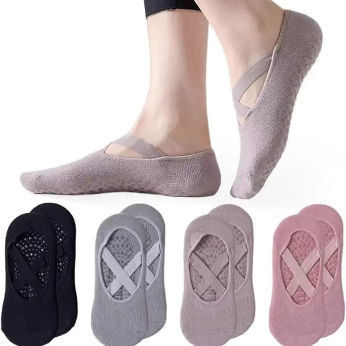 Chaussettes de yoga antidérapantes à brides croisées pour femmes