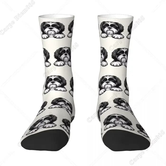 Chaussettes longues unisexes Shih Tzu, bas Harajuku, toutes saisons, accessoires de haute qualité, cadeaux de Noël