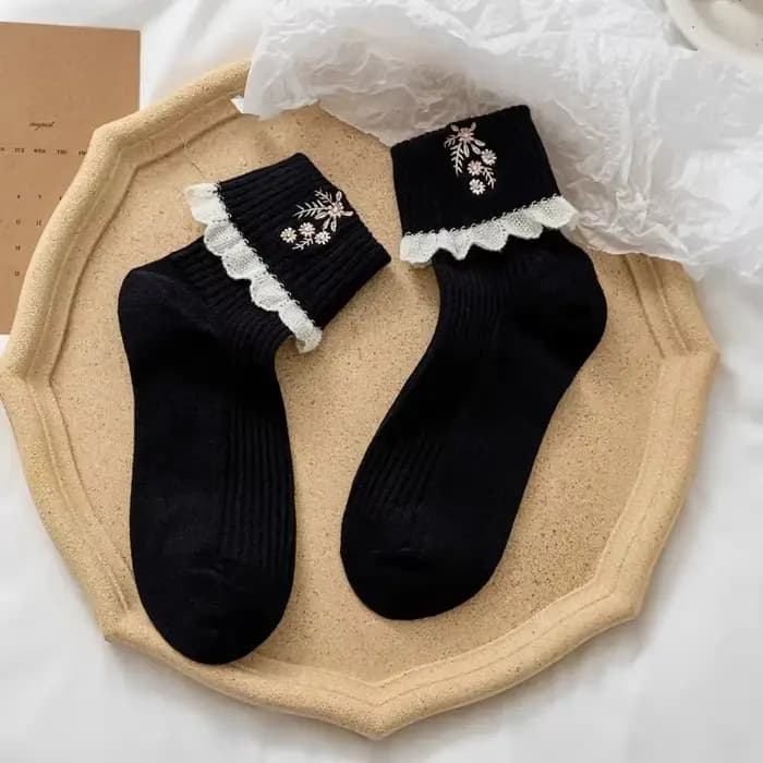 JK Lolita Chaussettes à volants de style japonais pour femmes