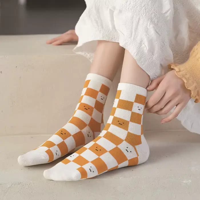 Chaussettes à tube torsadé jaune pour femmes