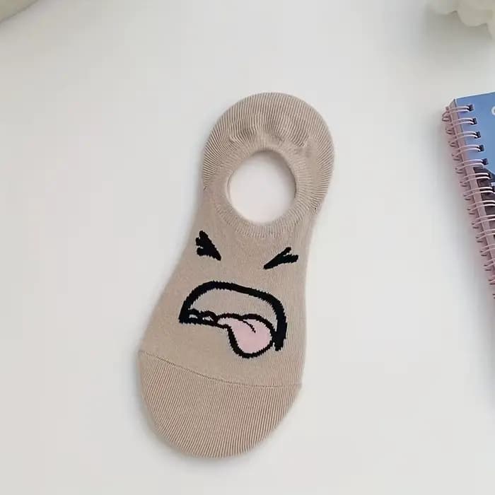 5 paires de chaussettes dessin animé expressions drôles bateau chaussettes femmes printemps et été mince invisible chaussettes mignonnes