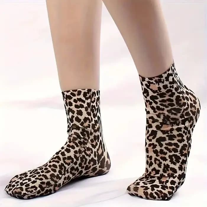 Chaussettes chics en maille imprimé léopard pour femme – 1 paquet : légères