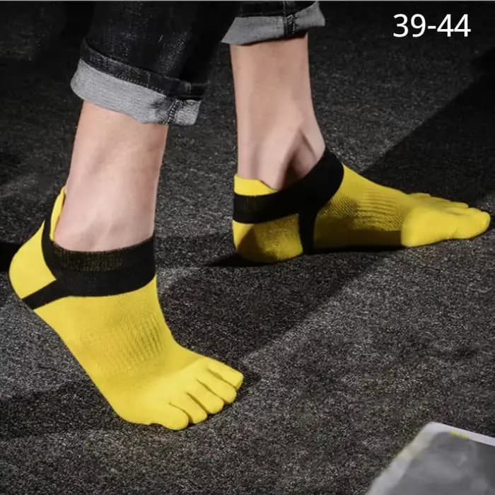 Chaussettes de Sport pour hommes, maille de cheville, coton, courtes, blanches, absorbant la sueur, respirantes avec les doigts