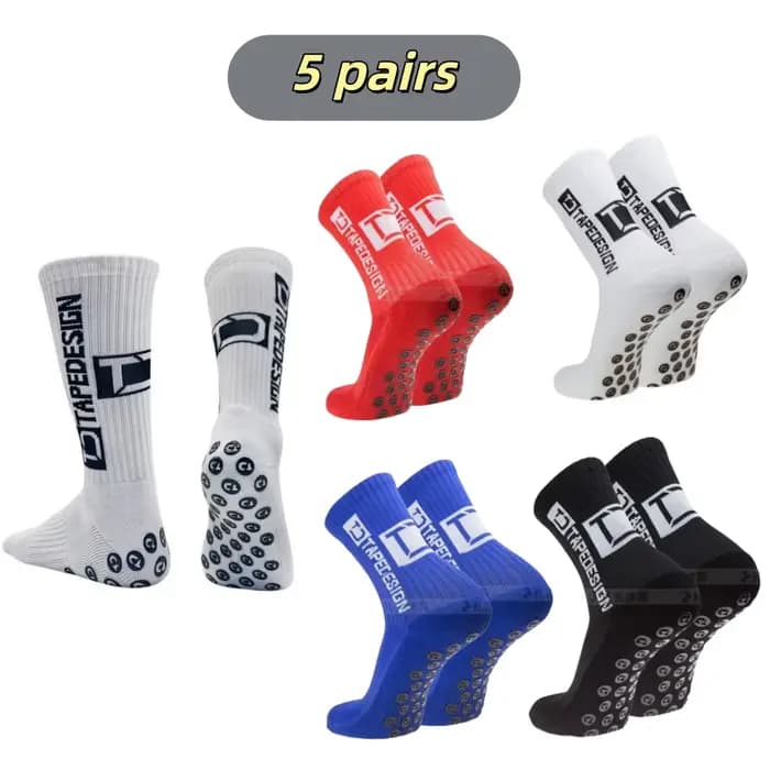 5 paires/lot nouvelles chaussettes de Football mi-mollet antidérapant