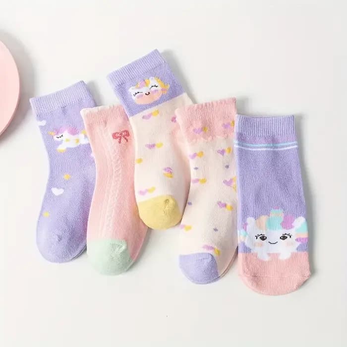 5/10 paires de chaussettes pour enfants à motif licorne de dessin animé