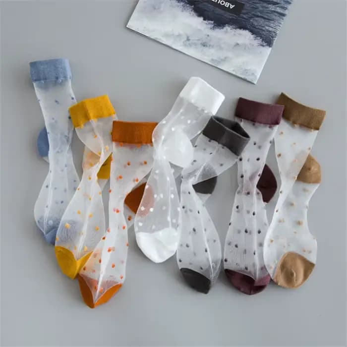 Chaussettes à pois en maille transparente respirante pour femmes