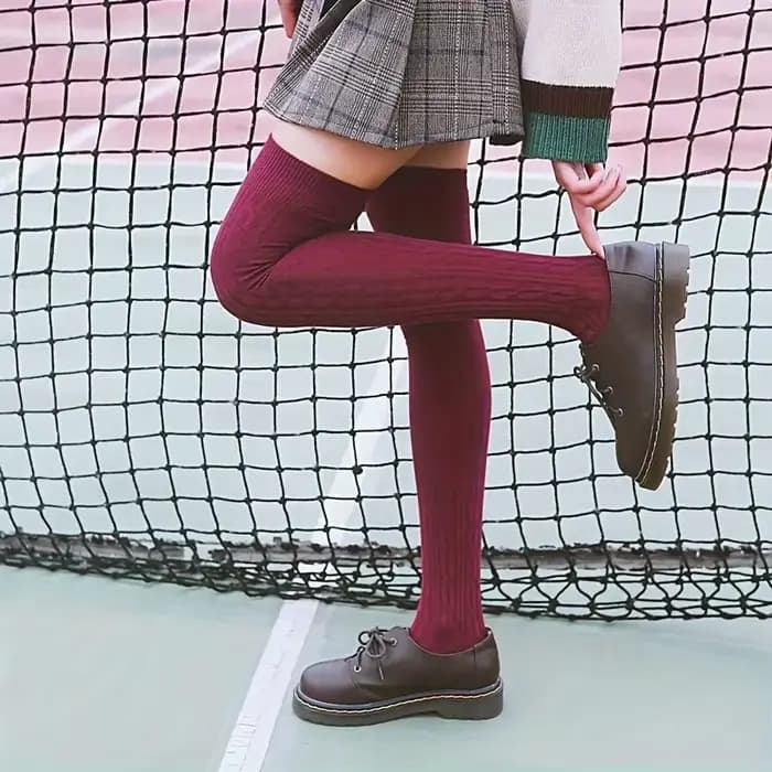 1 3 5 paires de chaussettes thermiques confortables en tricot au dessus du genou pour femmes, chaussettes d'hiver chaudes et élégantes avec matériau épais
