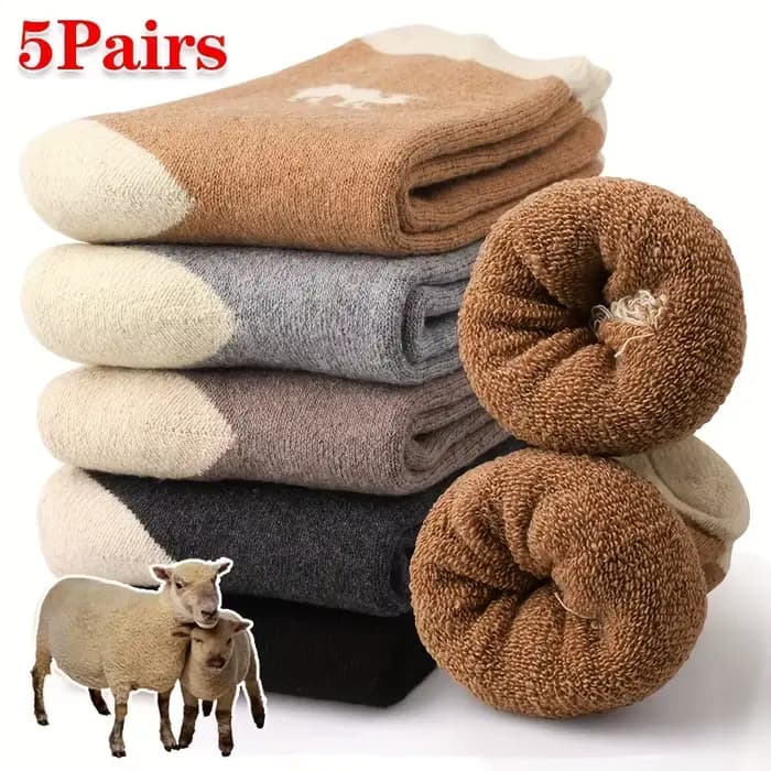 5 paires de chaussettes thermiques d'hiver, en peluche épaisse, évacuant la transpiration, mi-mollet, douces, élastiques, résistantes au froid, pour Sport de plein air, randonnée