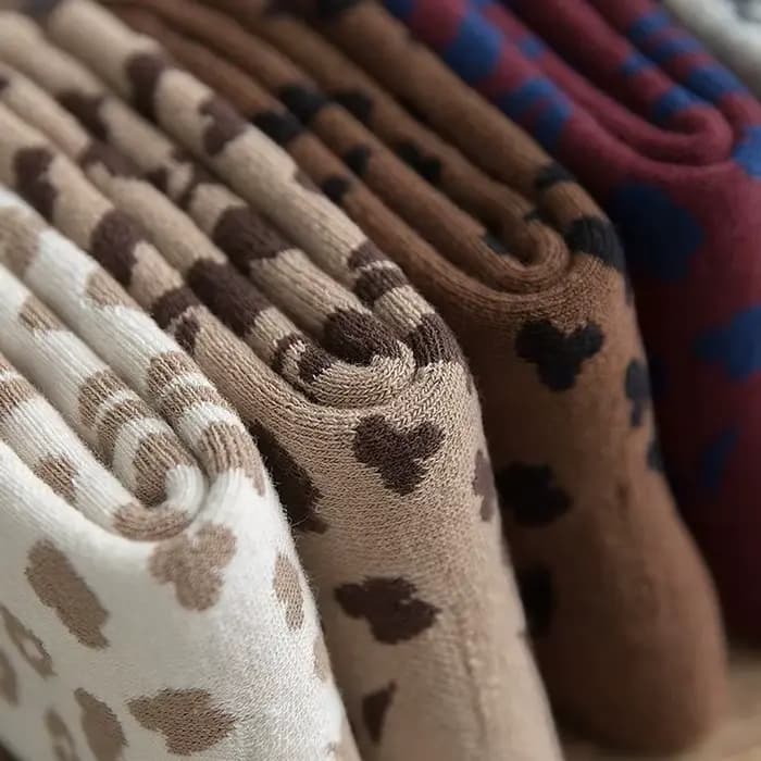 Femmes chaussettes coton rétro Cool imprimé léopard Terry épais hiver chaud chaussette