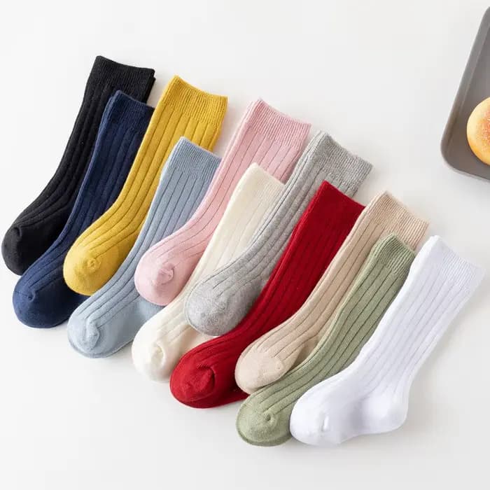 Chaussettes hautes en coton à rayures pour bébé fille et garçon de 0 à 3 ans