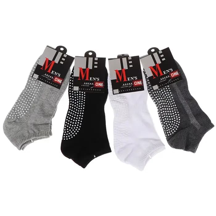 1 paire de chaussettes de Yoga antidérapantes en coton pour hommes avec poignées, chaussettes de sol respirantes et antidérapantes pour Pilates, gymnastique, Fitness, taille 39-44, livraison directe