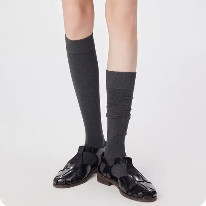 Chaussettes hautes en laine rayées pour femmes