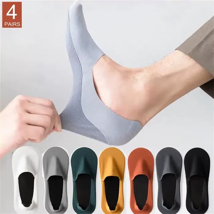 4 paires de chaussettes invisibles en soie glacée pour hommes