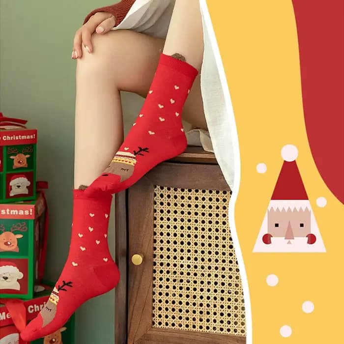 2 paires de chaussettes de noël amusantes