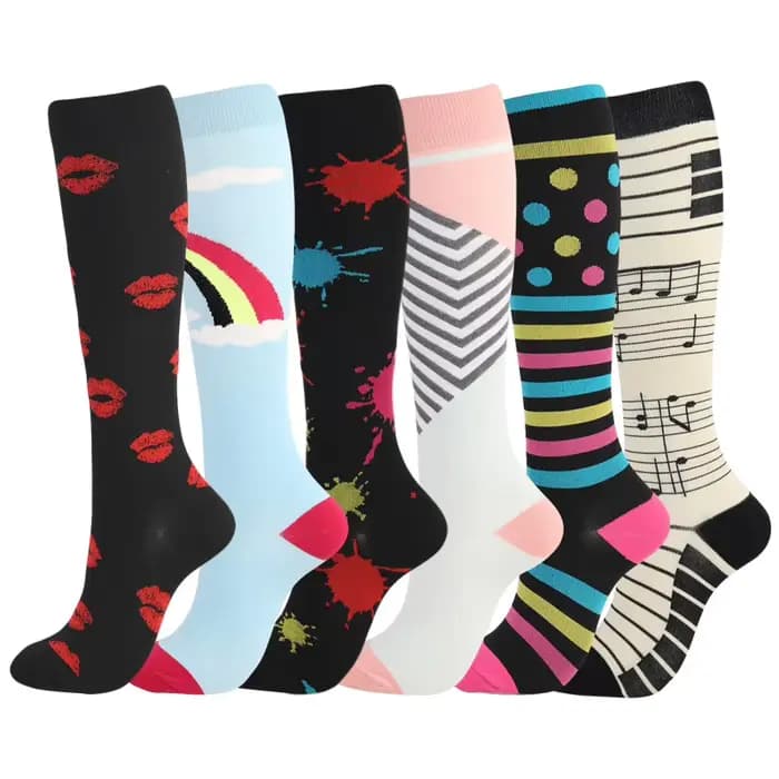 Genou haute Compression chaussettes pour hommes femmes course infirmière