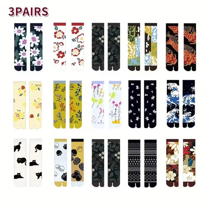 3/5 paires de chaussettes mi-mollet en coton à orteils séparés