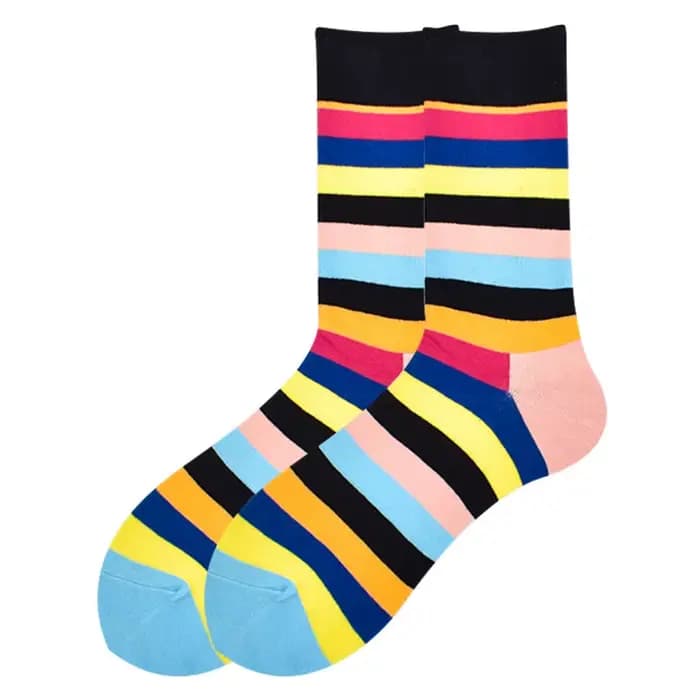 5 paires/pack drôle heureux chaussettes coloré rayure Design de mode Harajuku Hip Hop hommes femmes Couple chaussettes décontractées équipage coton peigné