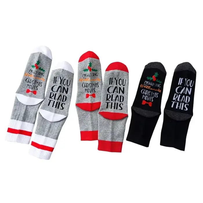 Chaussettes du nouvel an si vous pouvez lire ce que je regarder des films de noël