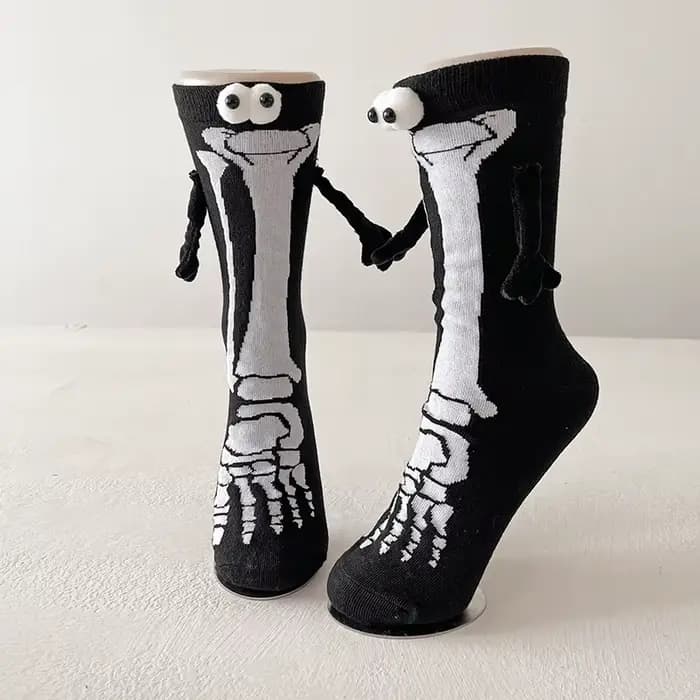 Chaussettes mi-mollet en coton, amusantes, confortables et respirantes, à motif 'Main dans la main', pour Halloween, au design original et tendance