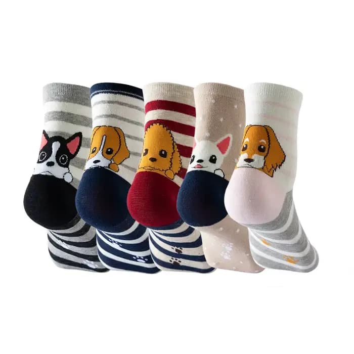 5 paires de chaussettes amusantes pour femmes, en coton, à la mode, motif chat et chien, Kawaii, mignonnes, colorées, 3D, confortables, à rayures, style coréen, décontractées