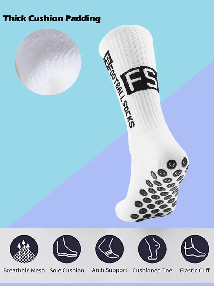 4 paires de nouvelles chaussettes de football collées à mi-tube FS pour l'entraînement sportif et la compétition