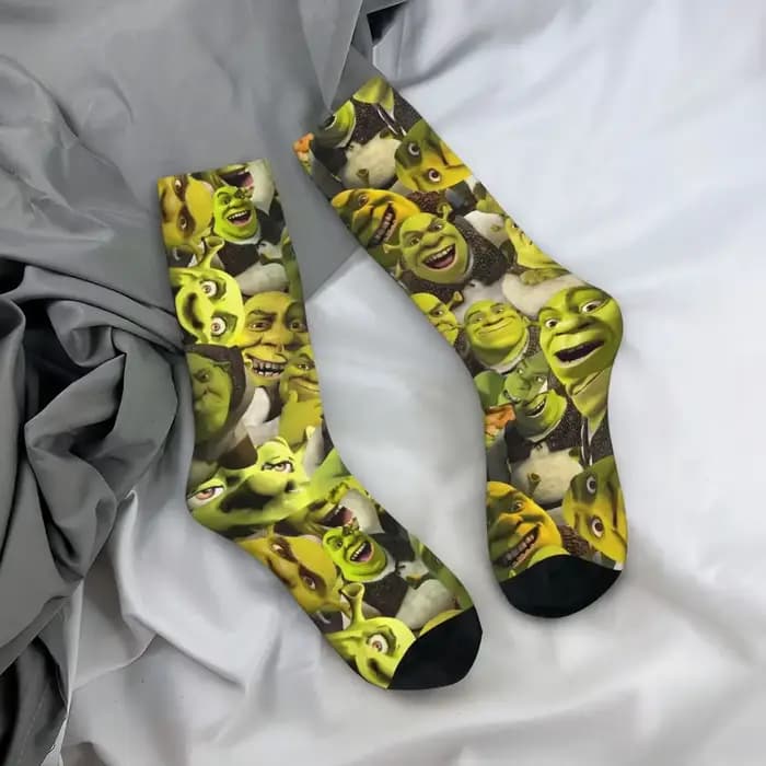 Hip-hop Shrek Memes chaussettes de basket-ball visage drôle Anime Polyester