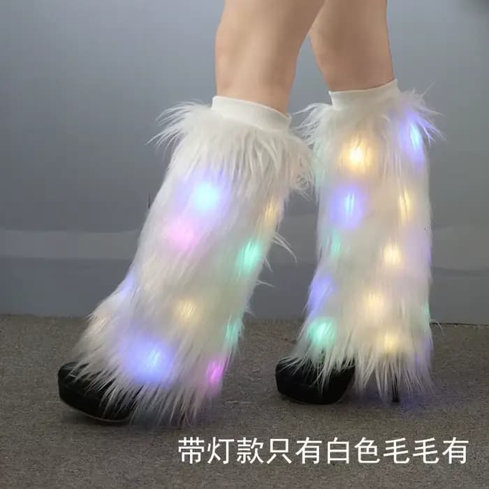 Jambières en fausse fourrure blanche
