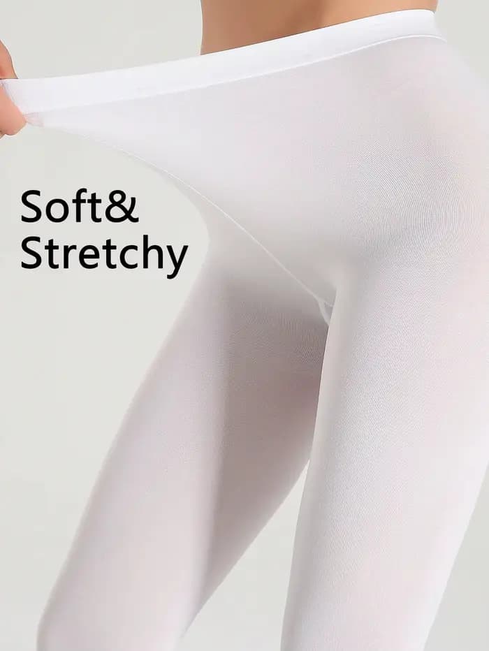 1 paire de collants blancs pour femmes, taille S-XL, collants amincissants extensibles à taille haute