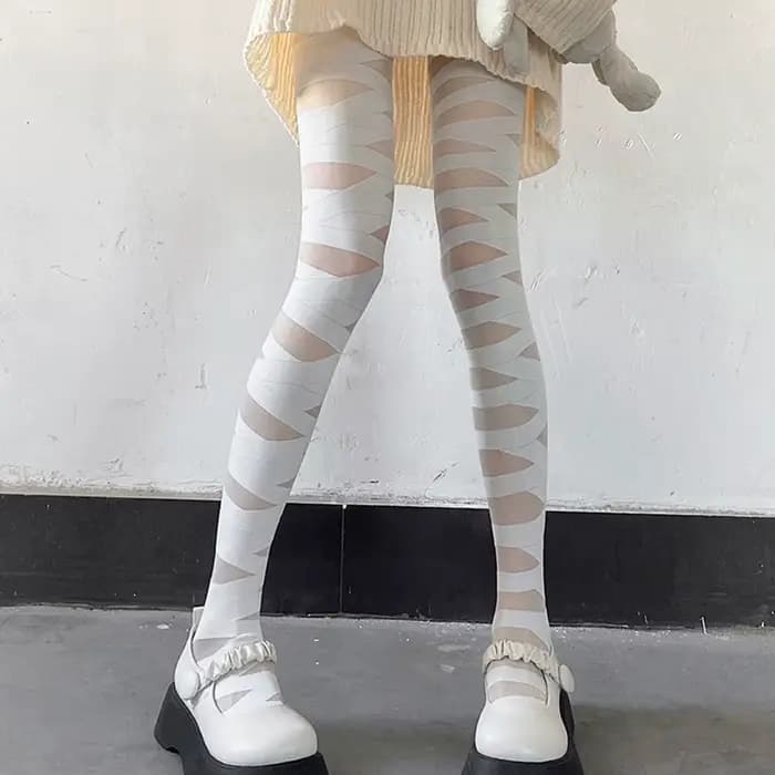 Collants gothiques croisés pour femmes