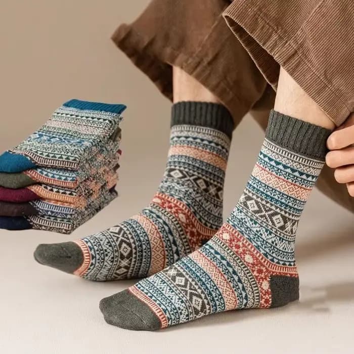 Chaussettes d'hiver en laine optique pour hommes