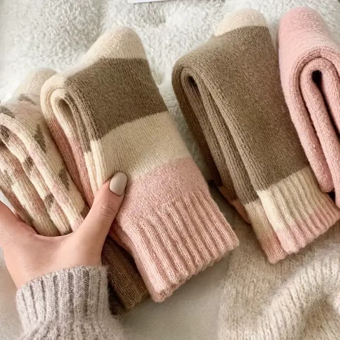 6 pièces (3 paires de couleurs mélangées) chaussettes épaisses