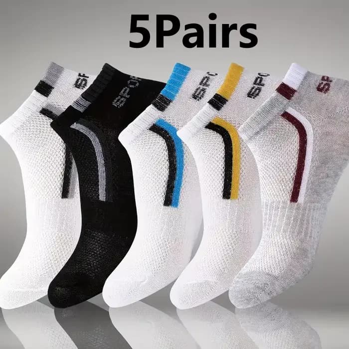 Chaussettes bateau antidérapantes pour hommes-5 paires