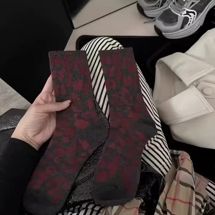6 paires femmes imprimé léopard mi-long chaussettes à la mode impression confortable évacuant la sueur respirant