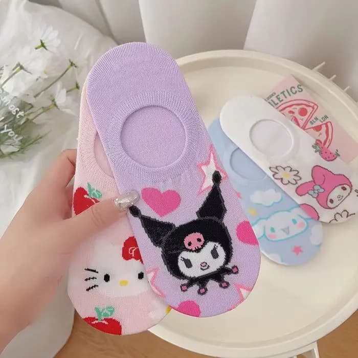 4 paires de chaussettes invisibles Kawaii pour femmes
