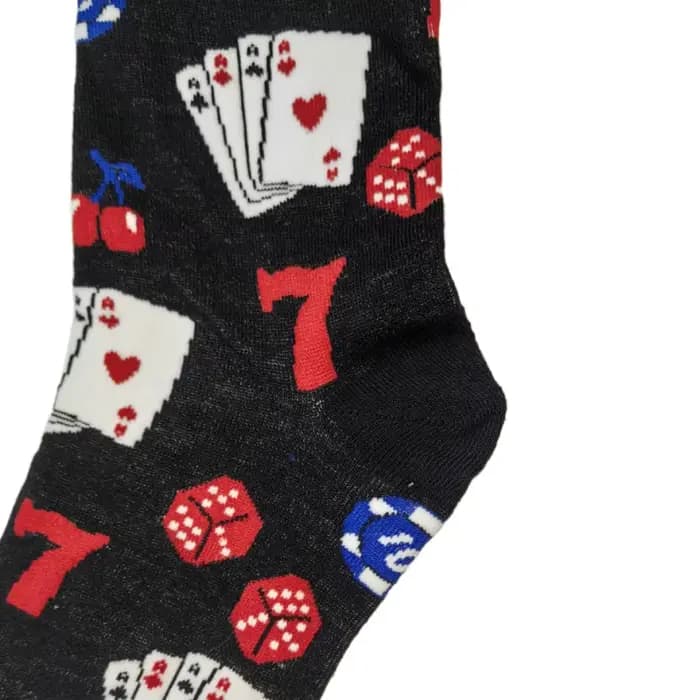 MYORED une paire de nouvelles chaussettes en coton motif de dés de poker tendance de la mode chaussettes mi-tube décontractées pour hommes