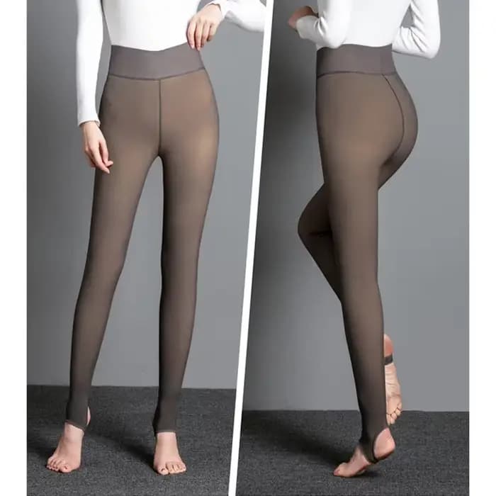 Épaissir les bas polaires hiver Leggings chauds femmes doublé polaire collants effet peau collants faux translucide laine chaussette pantalon