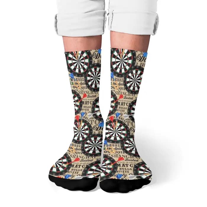 Chaussettes pour hommes style rétro jeu de fléchettes
