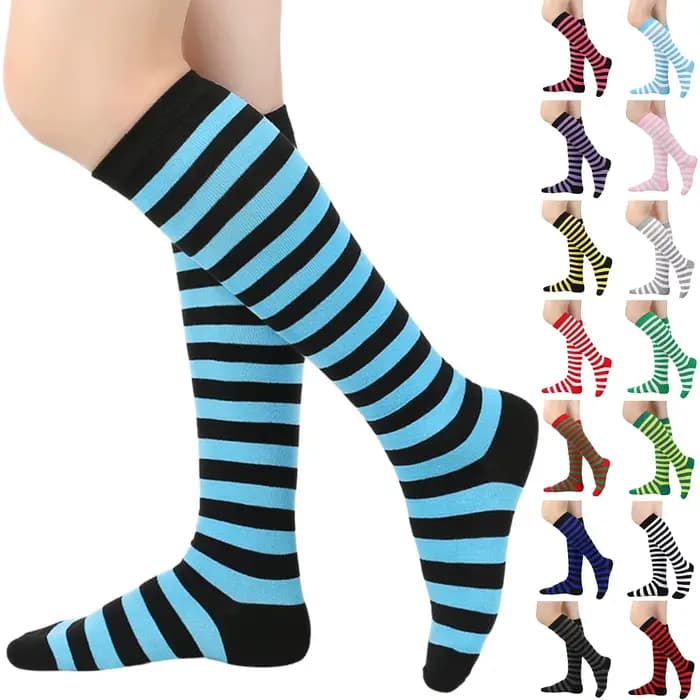Chaussettes mi-mollet tendance à rayures fines pour femmes