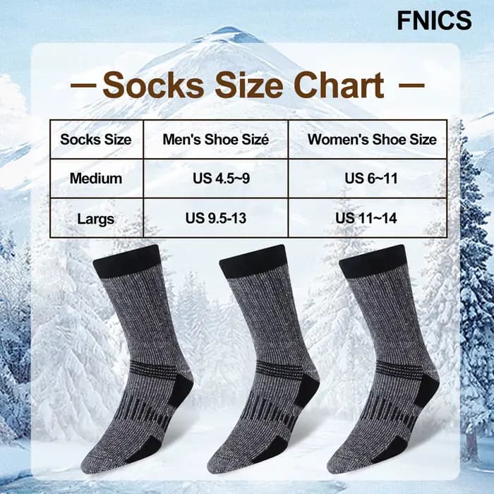3 paires de chaussettes en laine mérinos pour hommes et femmes