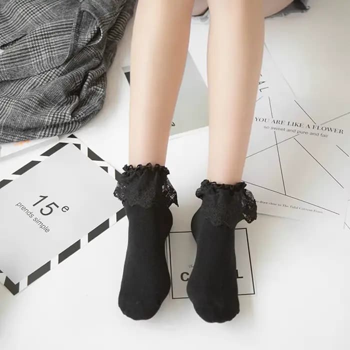 Mode femmes filles dentelle à volants froufrous cheville chaussettes Harajuku belle mignon Vintage rétro Floral dame blanc princesse danse de mariage