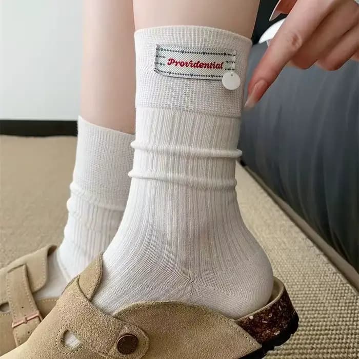 1/3 paires printemps automne femmes bouton étiquette mi Tube chaussette à la mode doux Style coréen