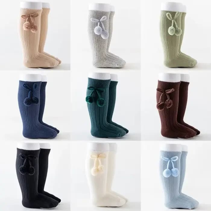 Chaussettes bébé coton solide doux longues