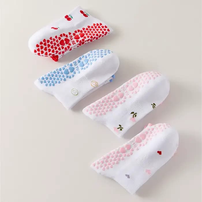 Chaussettes antidérapantes style Soft Girl en tissu texturé