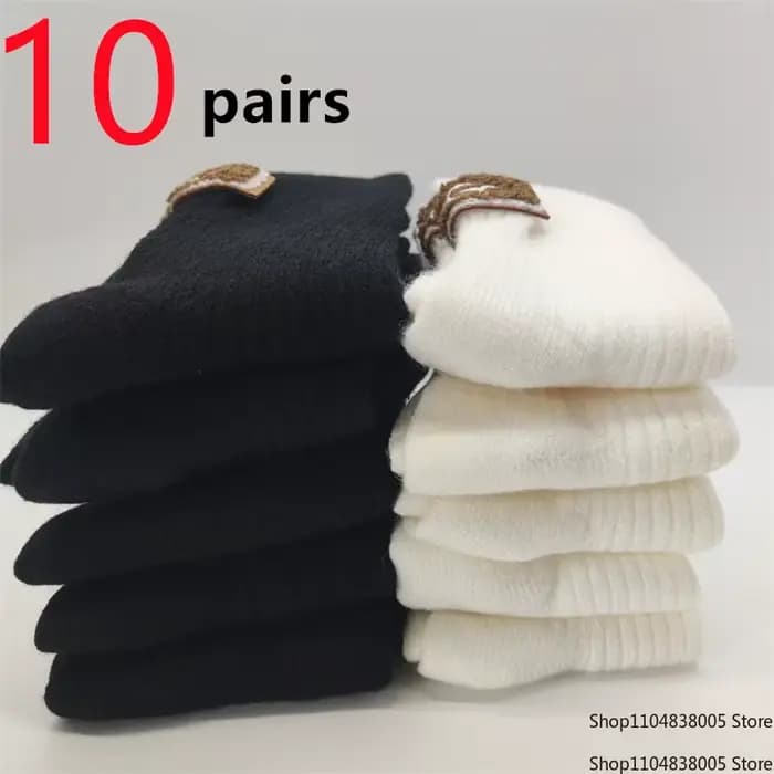 5/10 paires de chaussettes femmes luxe concepteur cachemire laine chaussette solide chaud épais pile brodé Logo