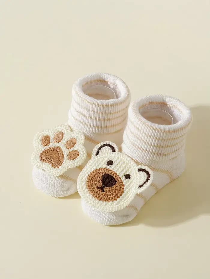 4 paires de chaussettes ours de dessin animé mignon pour bébé
