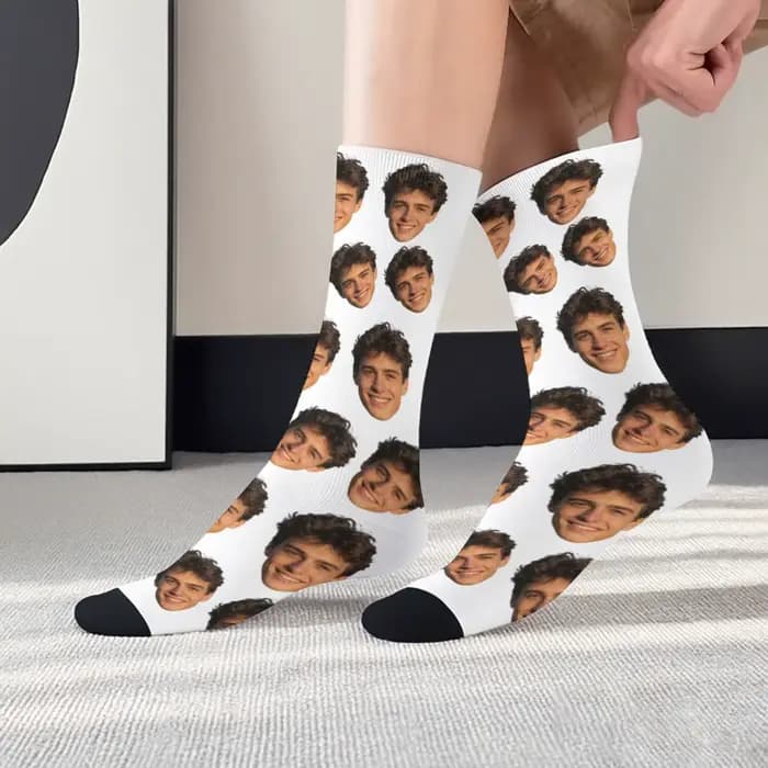 Chaussettes personnalisées avec photo de visage d'avatar pour hommes