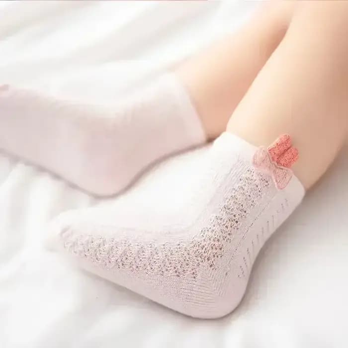 Chaussettes en Maille Respirante pour Bébé de 0 à 2 Ans, Accessoire Décoratif à Oreilles Rondes pour Nouveau-né Fille et Garçon, 1 Paire