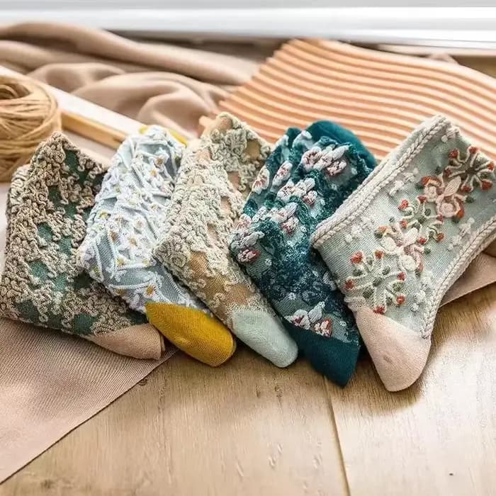 Ensemble de 5 paires de chaussettes rétro mignonnes pour femmes